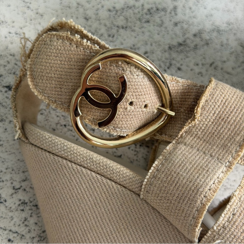 Chanel Canvas Wedge Sandals - Picture 2 of 4
